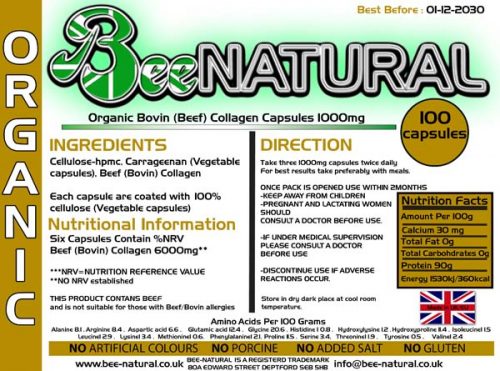 100 BEEF Organic Label Capsules