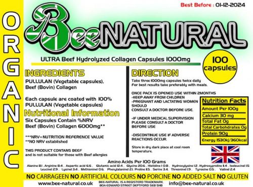 100 Ultra Pullulan BEEF Orgainc Pack Design Label