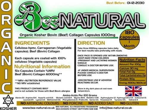 180 BEEF Organic Kosher Label capsules